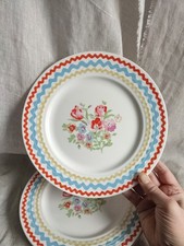 Cath Kidston CRANHAM Rose Floral Set of 3 Dessert Plates 23.5 CMS 