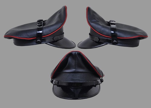 Genuine leather black red trim - leather,