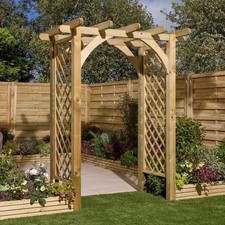 Rowlinson Wooden Garden Cheltenham Square Top Arch Pergola Plant Support