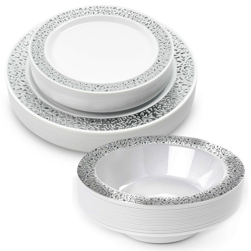 Premium white plastic dinner - white,