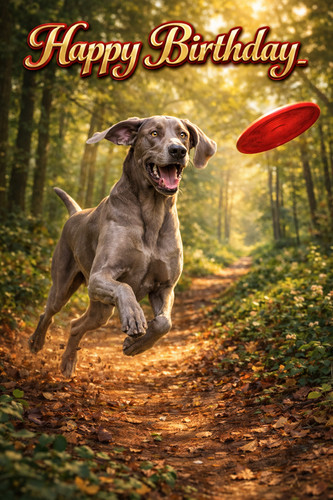 Weimaraner birthday card - a5,