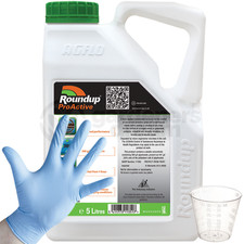 1 X 5L ROUNDUP PROACTIVE 360 STRONG GLYPHOSATE WEEDKILLER + FREE CUP & GLOVES