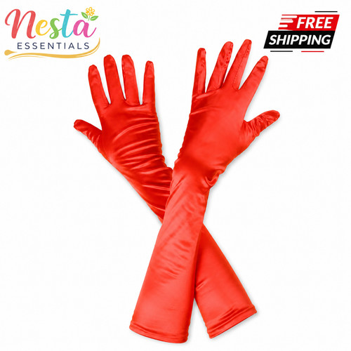 Ladies long satin gloves opera - gloves,