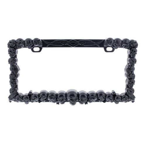 Black skull license plate - skull,