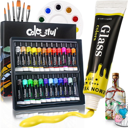Colorful glass paint set - glass, with