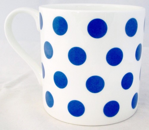 Blue spots mug - blue, bone