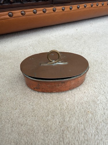 Antique copper snuff box - snuff, oval