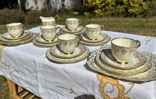 Vintage 1930s gold and cream Plant Tuscan China teaset set for 6