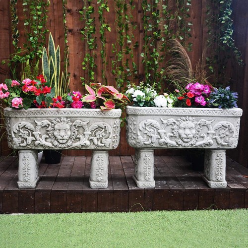 Pair lion design stone - pair,