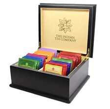 ITC Luxury Wooden Black Tea Chest 4 Compartment Cream Velvet 40 Twinings Teabags