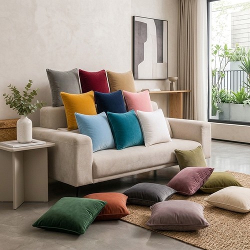 Plush velvet cushion - cushion, covers