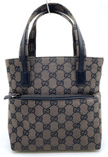 Authentic Gucci GG Canvas Leather Black 000 1079 3754 Tote Bag NS100548