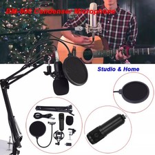 USB Condenser Microphone Live Streaming Studio Recording Gaming Kit +Mic Mount