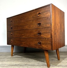 Stunning Mid Century Danish Rosewood Chest Of 4 Drawers On Legs 1960's
