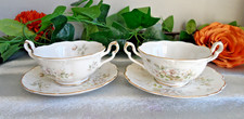 ROYAL ALBERT HAWORTH BONE CHINA SOUP COUPES & SAUCERS X2