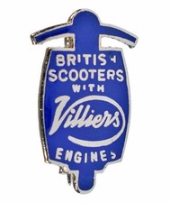 Vintage Old British Scooters With Villiers Engines Advertising Enamel Badge