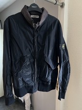 Stone Island Nylon Metal Bomber Jacket Mens Medium Navy Hooded Waterproof Zip Up