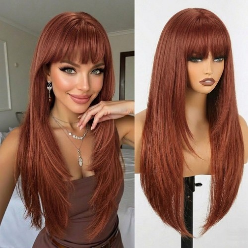 Dress wigs with bangs long - dress,