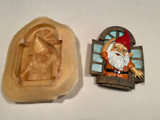 Latex Rubber Mould  Waving Garden Gnome In Window Fairy Garden Mold Cast Crafts