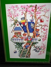 #656 Teddy Bear Tree House cross stitch kit with clear chart & quality threads