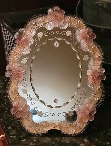 Venetian glass mirror antique - venetian,