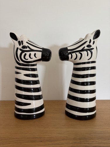 Pair ceramic zebra vases - pair, of