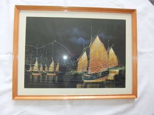 Vintage chinese painting junks - vintage,