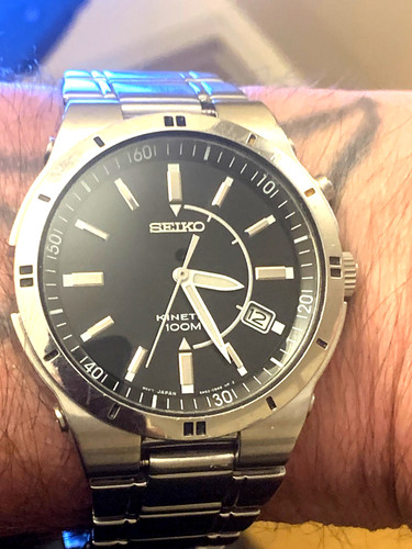 Seiko men black dial watch - men's,