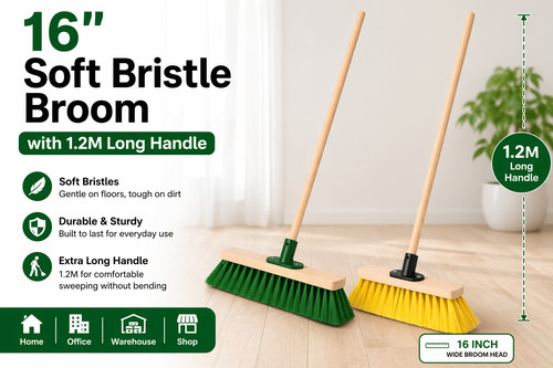 Soft bristle broom - 16",