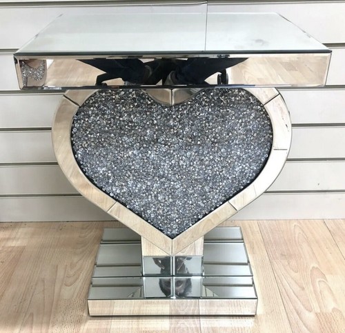 Mirrored crushed crystal heart - crystal,