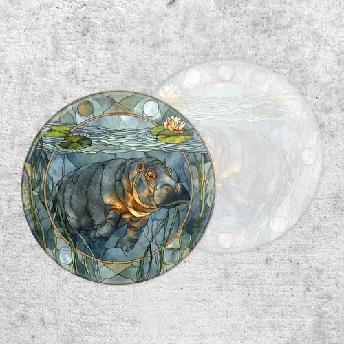Stained glass style swimming - glass,