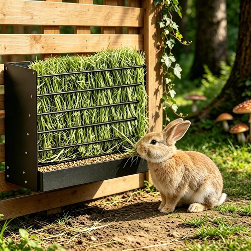 Rabbit hay feeder with - 2-in-1,