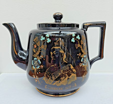 Queen Victoria 1887 Jubilee Year Ornamental Teapot - Black & Gold