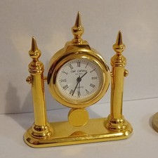 William Widdop Miniature Gold-plated Quartz Mantle Clock Working Condition