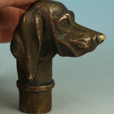 Victorian Antique Walking Stick handle with Bronze Dog Head Walking Stick handle