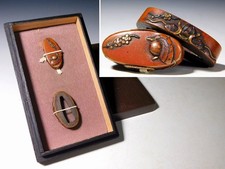 Kabuto (Samurai Armor Helmet) Design 縁頭 Fuchi/Kashira Edo original tsuba...