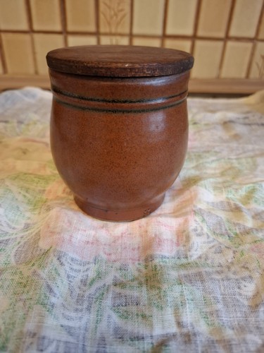 Vintage stoneware jar - with, a