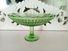 Large green pedestal fruit plate Glass Cake stand footed vintage Christmas dish