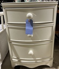 Laura Ashley Broughton White Bedside Table with 3 Drawers