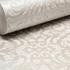 Taupe Floral Damask Wallpaper Metallic Shimmer Effect Textured Feature Wall