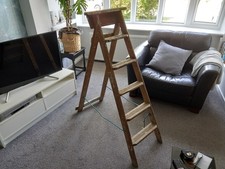 LARGE  VINTAGE WOODEN STEP LADDER