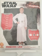 Princess Leia Star Wars Child Costume White Dress Belt Hair Buns by Rubie's.