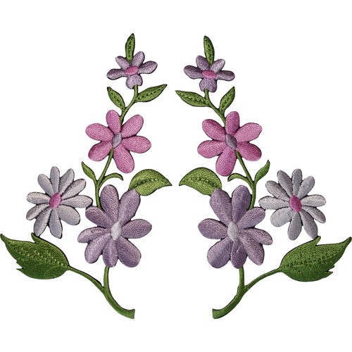 Pair flower patches iron - patches,