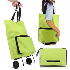 Collapsible Rolling Shopping Bag W/Wheels Reusable Folding Shopping Cart Trolley