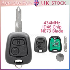 Remote Control Car Key Fob 2 Button For Peugeot 206 2001-2006 433MHz + ID46 Chip