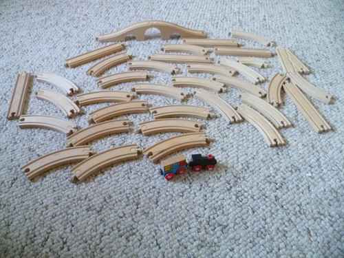 Wooden train set track bridge - track,