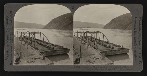 Barge yukon river loaded - river,
