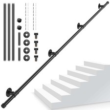 100cm-300cm Handrail Stair Rail Grab Balustrade Metal Staircase Banister Bar UK