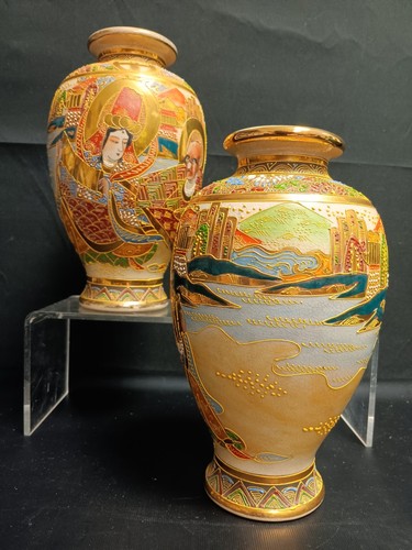 Pair japanese satsuma vases - japanese,