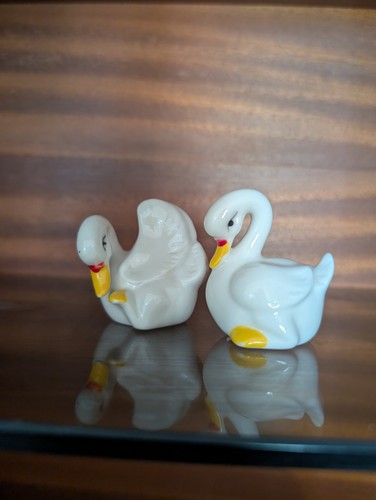 Pair ceramic white - white, swan